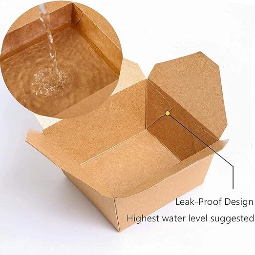 Disposable Takeaway Food Containers Brown Kraft Paper Take out Food Lunch Boxes