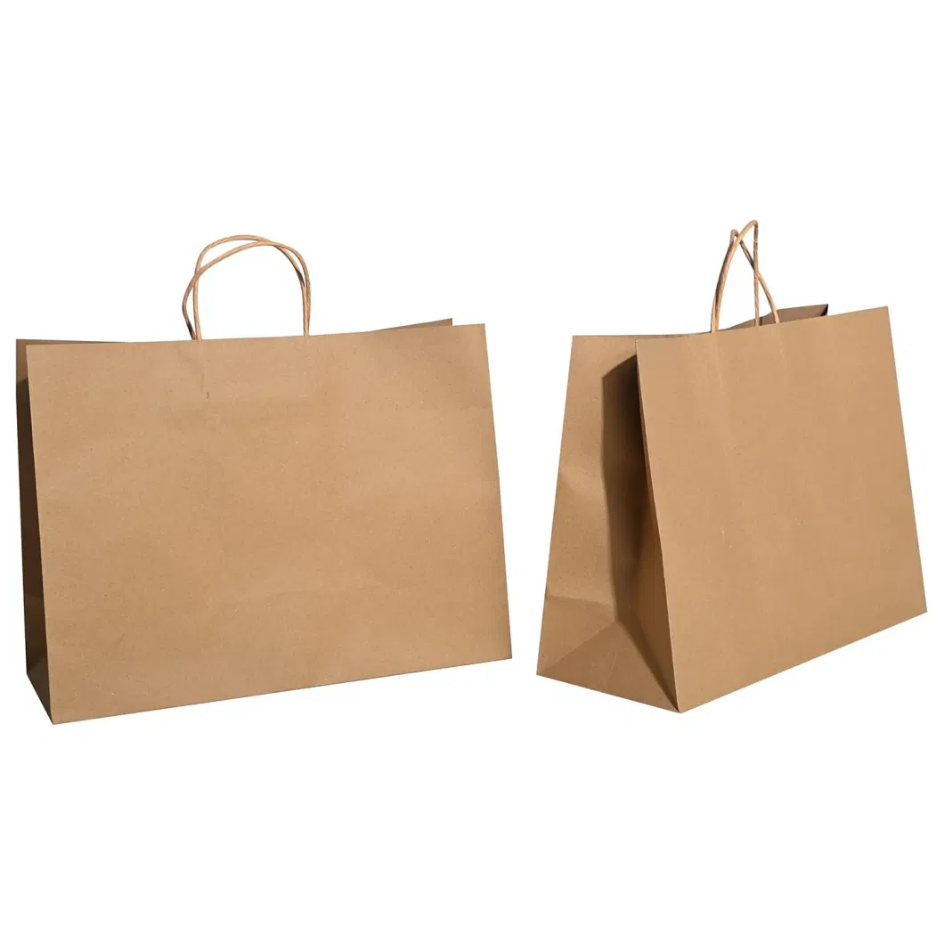 Large Capacity 110GSM Brown Kraft Paper Bag for Grocery Retail Shooping Business