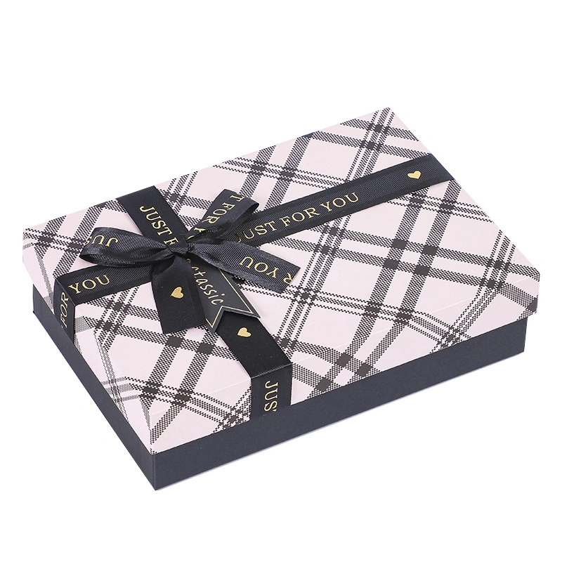 Ribbon Bow-Tie Rigid Cardboard Lid and Base Paper Packaging Gift Carton Box