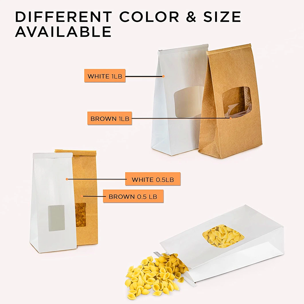 Custom Biodegradable Laminated Grease Resistant Kraft Paper Bag for Bread Cake