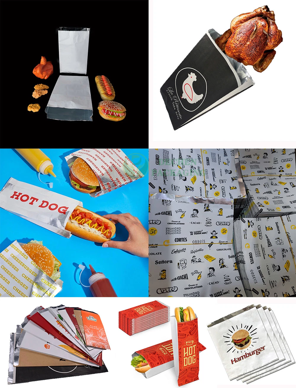 Hot Dog Wrapper Chicken Packaging Bags Aluminium Foil Packaging Bags