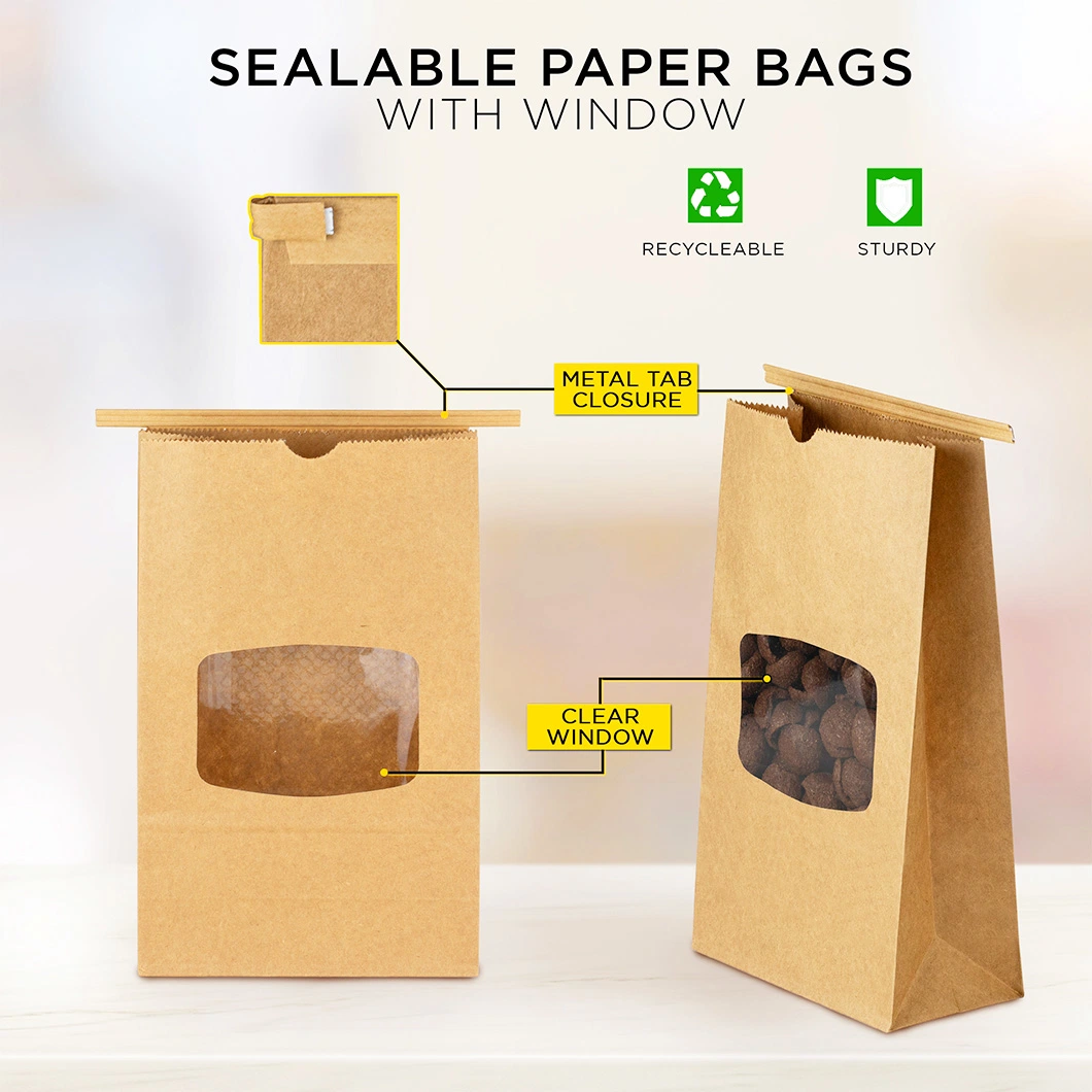 Custom Biodegradable Laminated Grease Resistant Kraft Paper Bag for Bread Cake