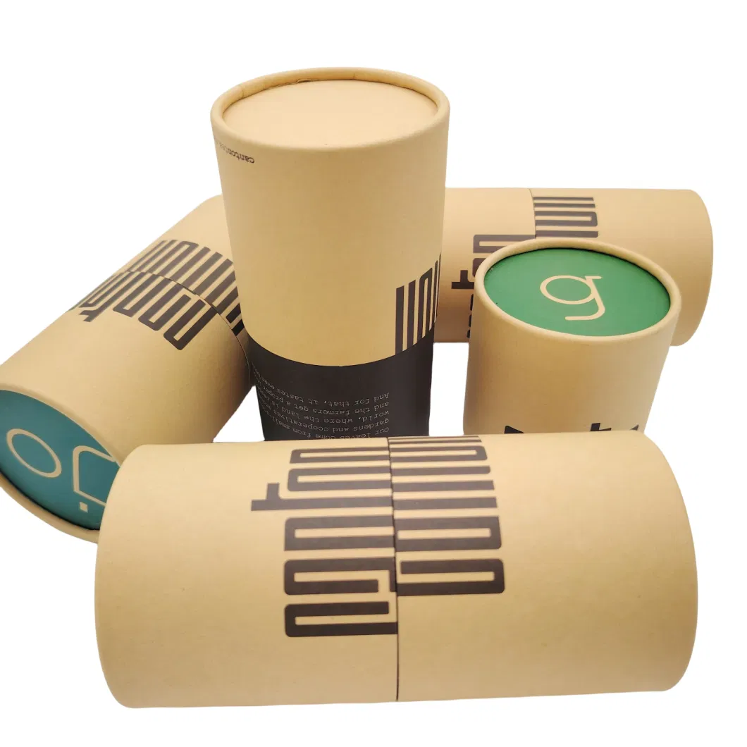 Luxury Cylinder Cardboard Paper Tube Food Grade Packaging Box for Coffee Bean Protein Powder Spice Salt Gum Tea Packing Box