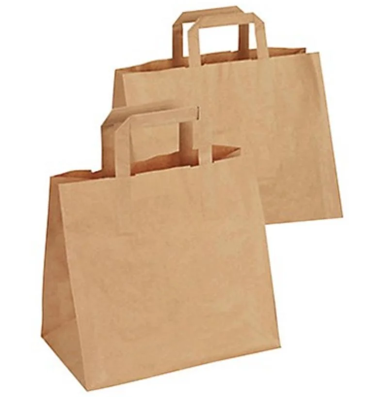 Recycled Kraft Paper Bag for Shopping /Food/Gift/Pizza/Gift/Take out/Carrier/Packaging