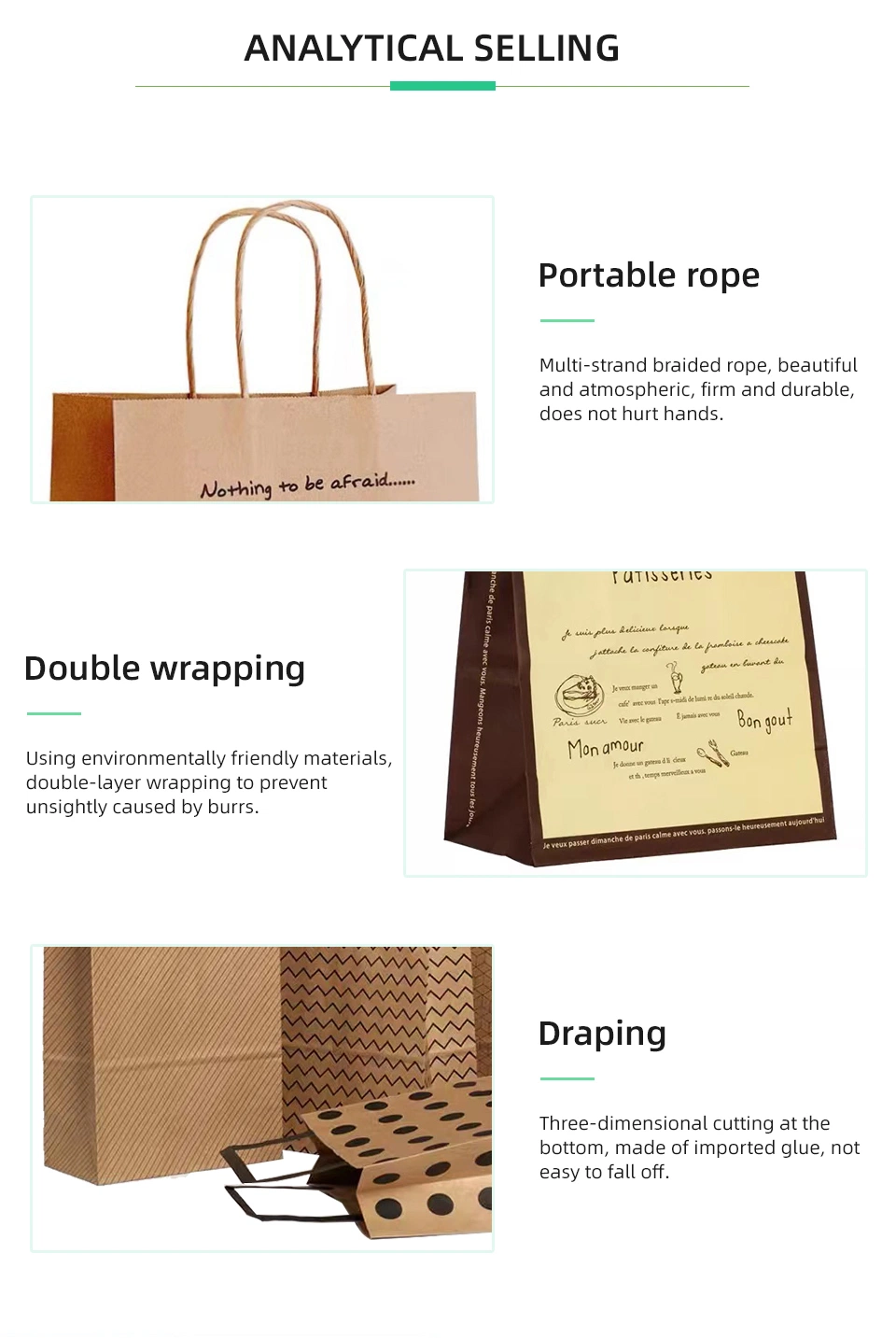 White Kraft Paper Material Twisted Handle Shopping Carrier Bag Packaging Bag Gift Bag with Logo Customized