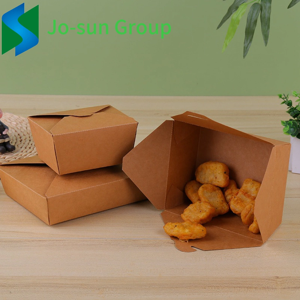 Jo-Sun Disposable Fast Food Brown Paper Bowls Kraft Salad Bowl and Lunch Box Salad Box