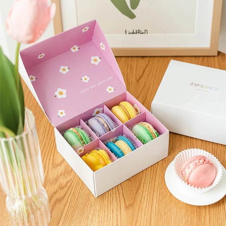 Custom Craft Logo Cake Macaron Paper Boxes with Insert Gift Packaging Box