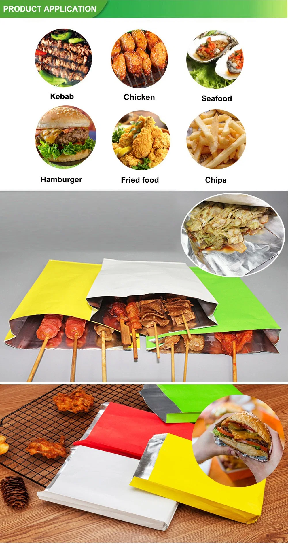 Hot Dog Wrapper Chicken Packaging Bags Aluminium Foil Packaging Bags