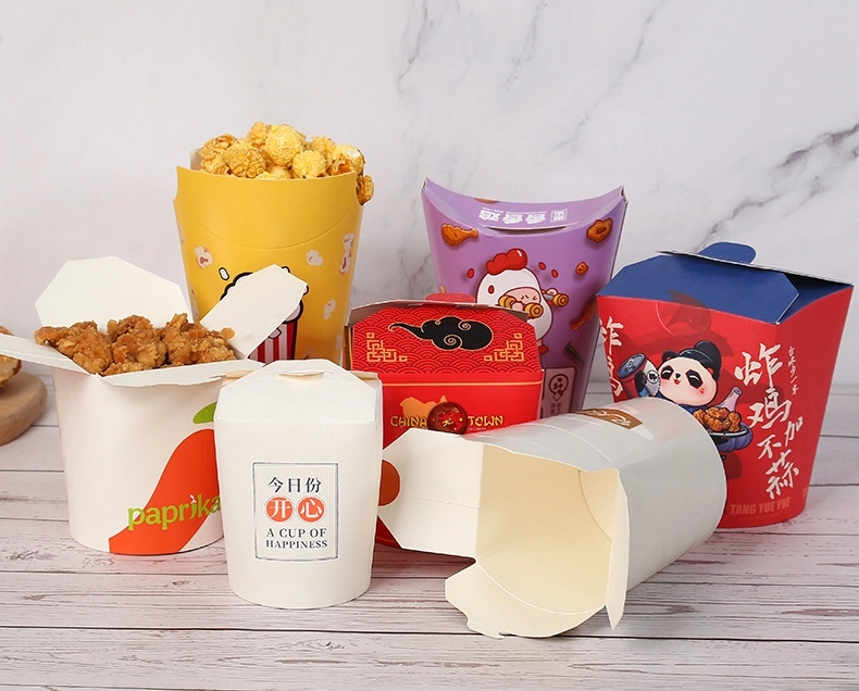 Custom Printed Fried Chicken Chips Kraft Paper Packaging Box Meal Bento Lunch Box with Lid Packing Pasta Salad Food Takeaway