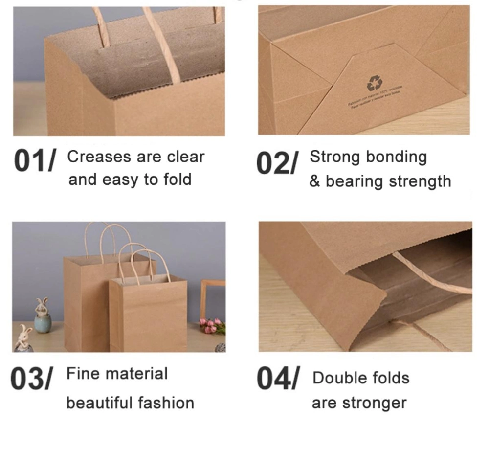 Wholesale Recycled Materials Brown White Kraft Paper Bags for Food Cake Wine Packaging