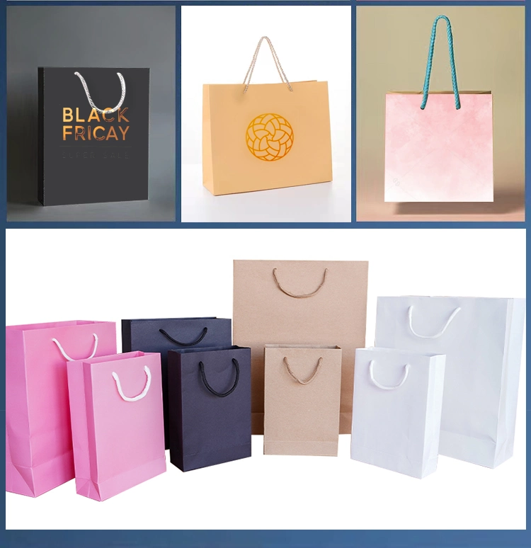 Customized Logo Design Printed Jwedding Small Luxury Paper Gift Bags with Handles