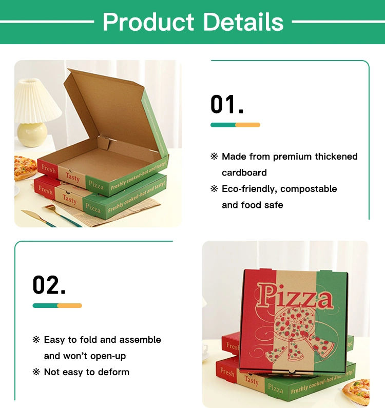 Eco Friendly Custom 12X12 Food Packing Takeaway Corrugated 12 Inch Paper Pizza Box