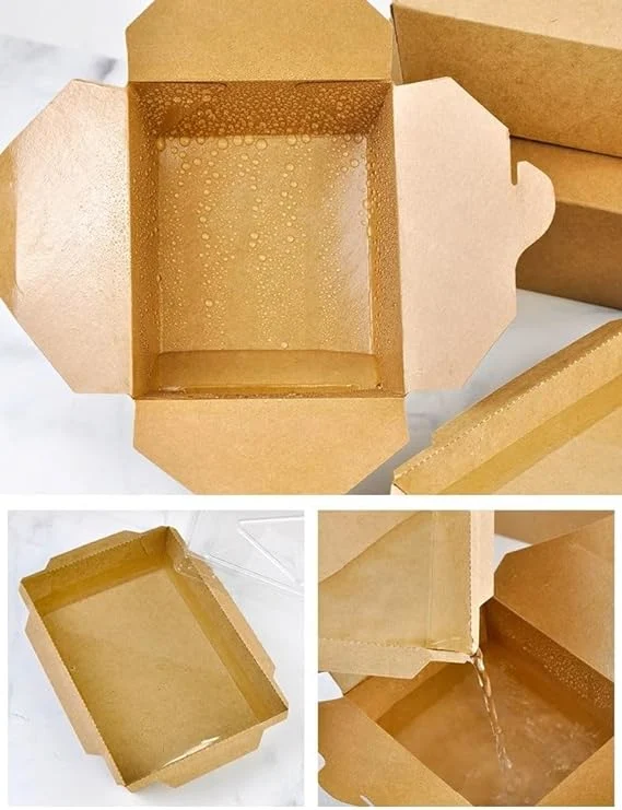 Disposable Takeaway Food Containers Brown Kraft Paper Take out Food Lunch Boxes