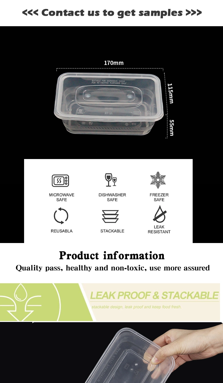 Disposable Container Transparent Take Away PP Plastic Lunch Box for Lid