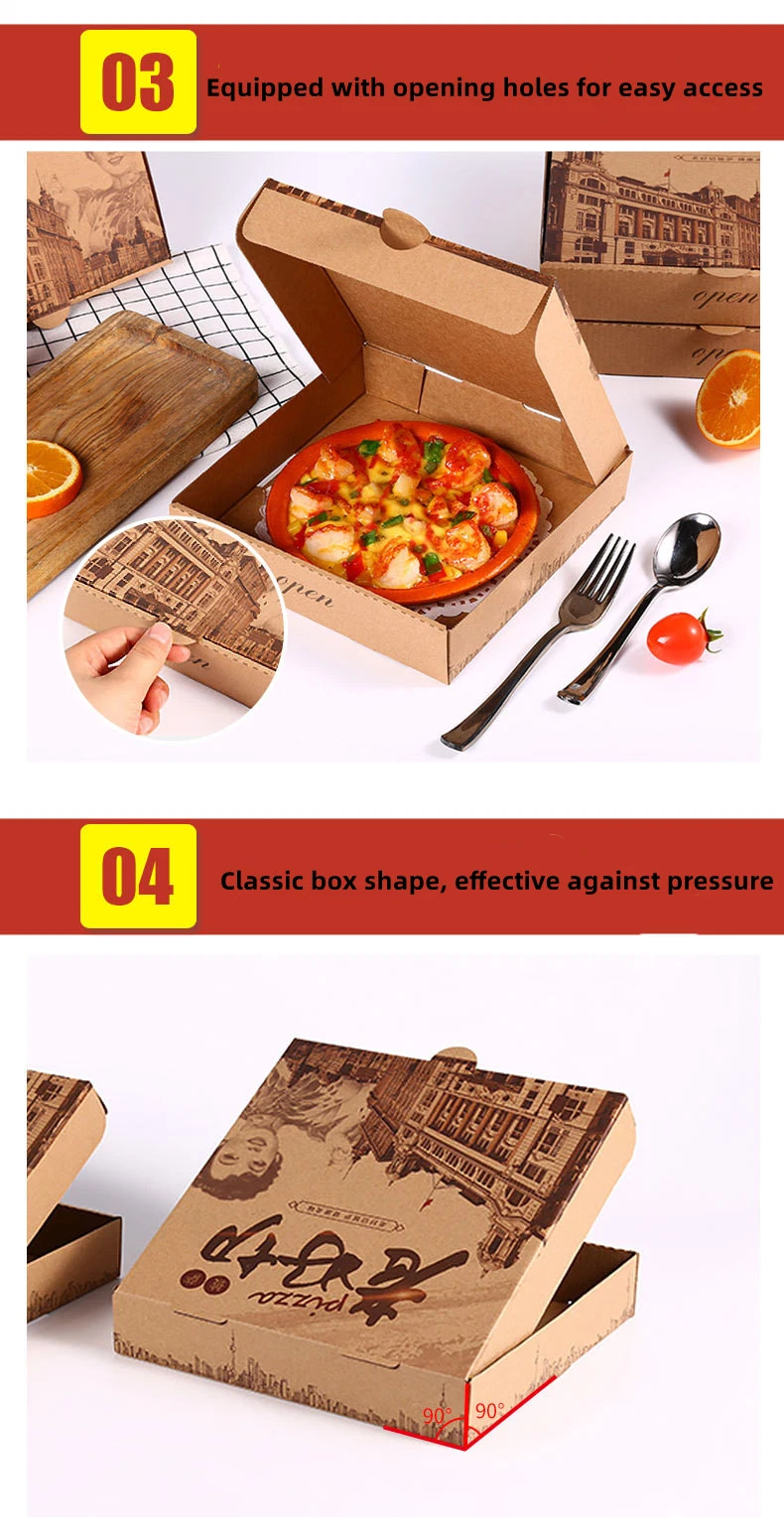 Custom Printed Design Eco Multi Size Color Folding Fries Chicken Carton Corrugated Paper Takeaway Plain Pizza Box