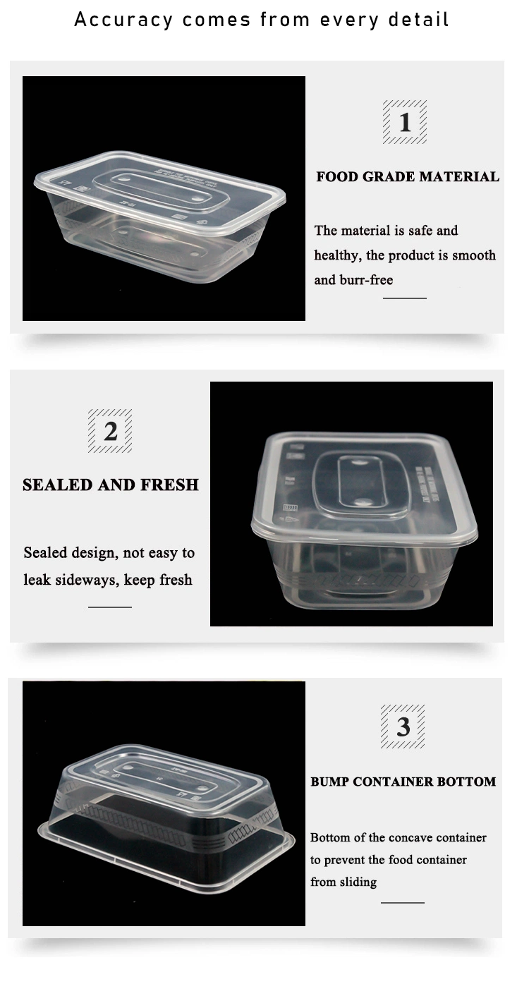 Disposable Container Transparent Take Away PP Plastic Lunch Box for Lid