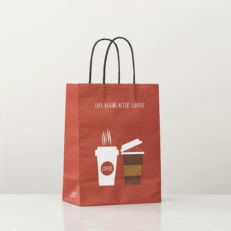 Luxury Custom Printed Your Own Logo White Brown Kraft Gift Craft Shopping Paper Bag with Handles