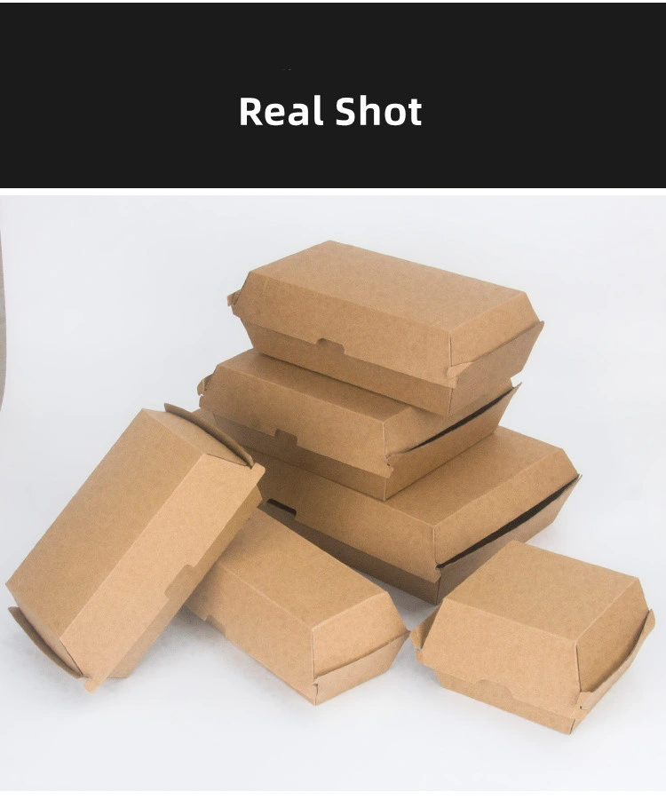 Custom Full Color Brown White Square Large Mini Disposable Corrugated Take out Folding Paper Food Packaging Burger Box