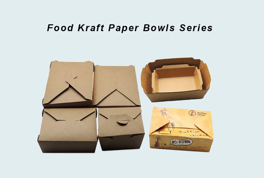 Wholesale Food Grade Salad Sushi Fruit Takeaway Container Kraft Paper Box