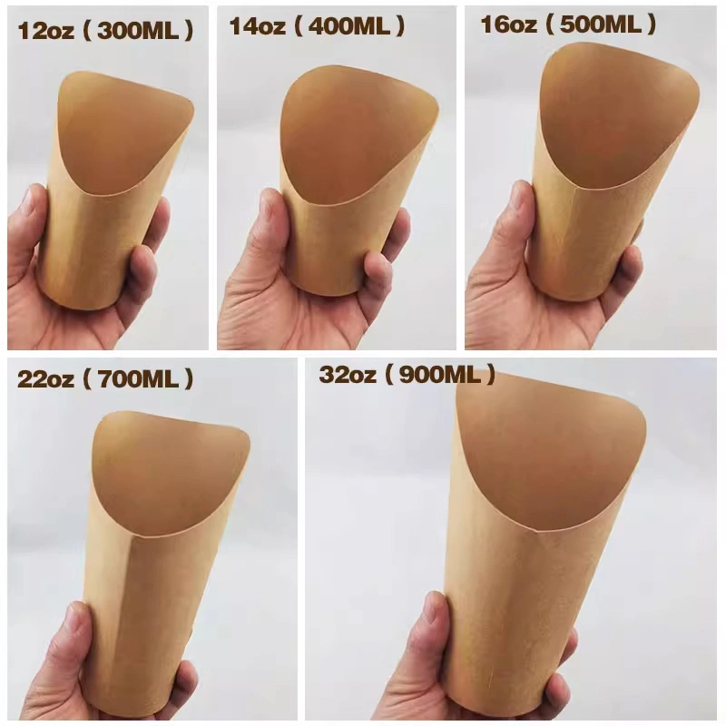 Disposable Wholesale Custom Printed Logo Kraft Paper French Fries Cups Charcuterie Container Takeaway Packaging