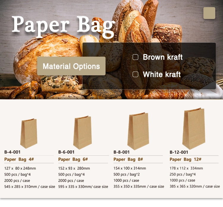 Eco Recycling Large Heavy Duty Durable Sack Kraft Brown White Paper Bags for Food Grocery Packing Take Away