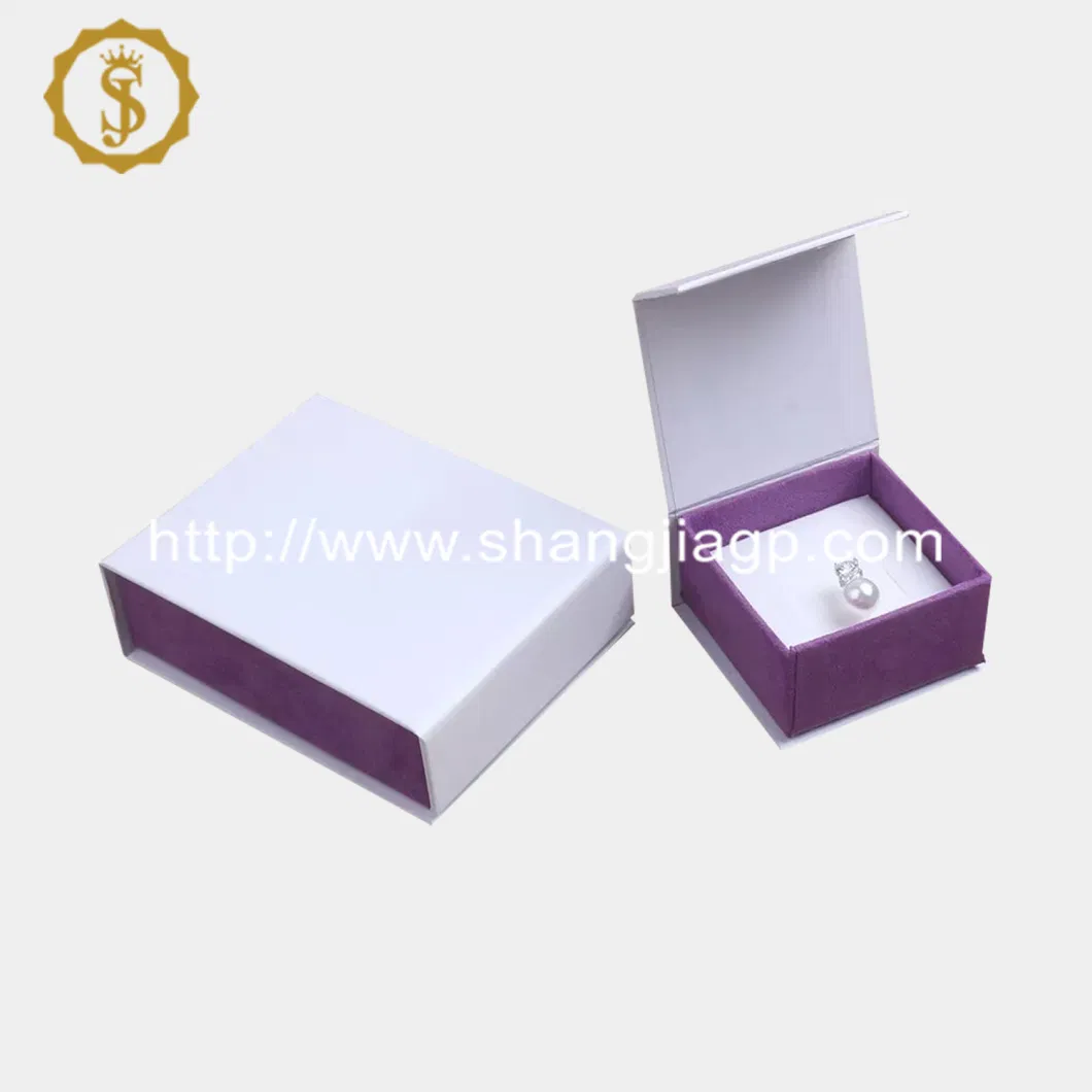 Jewellery Packing Supplier White Paper Magnetic Purple Jewelry Packaging Box