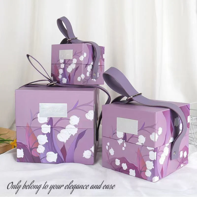 High Quality Handmade Paper Gift Packaging Box with Leather Handle