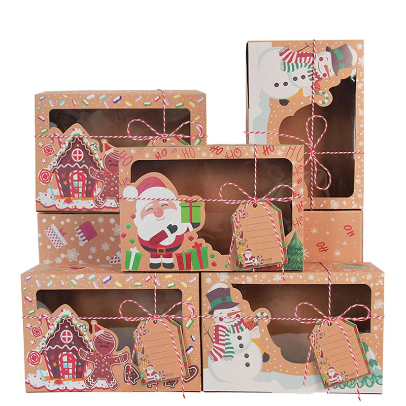 Food Packaging Christmas Party Kids New Year Cookie Kraft Paper Candy Gift Boxes Bags