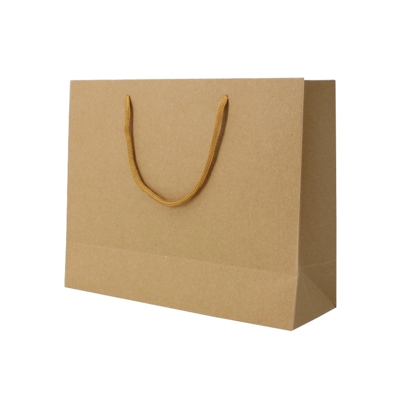 Custom Printed Cardboard Luxury White Kraft Paper Gift Bag with Ribbon Handle