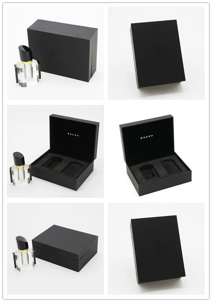 Fashion Black Leather Paper Rectangular Paper Gift Perfume Packaging Box