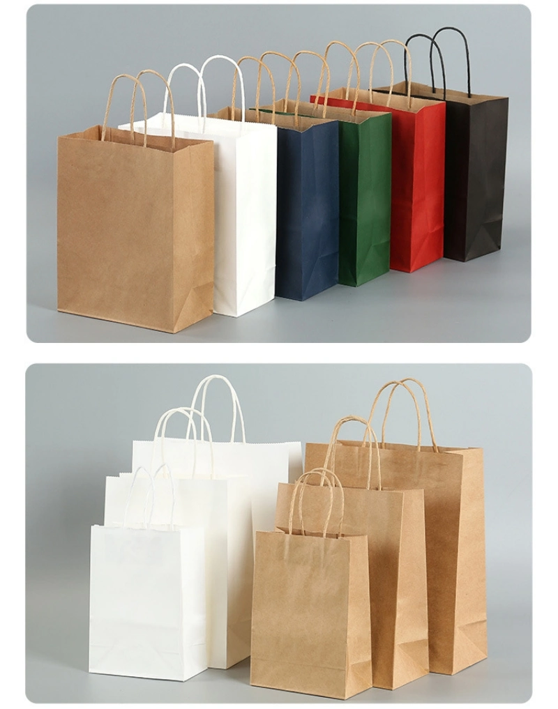 Craft Paper Lunch Box Bag Takeaway Food Packaging Degradable Paper Bag with Handle