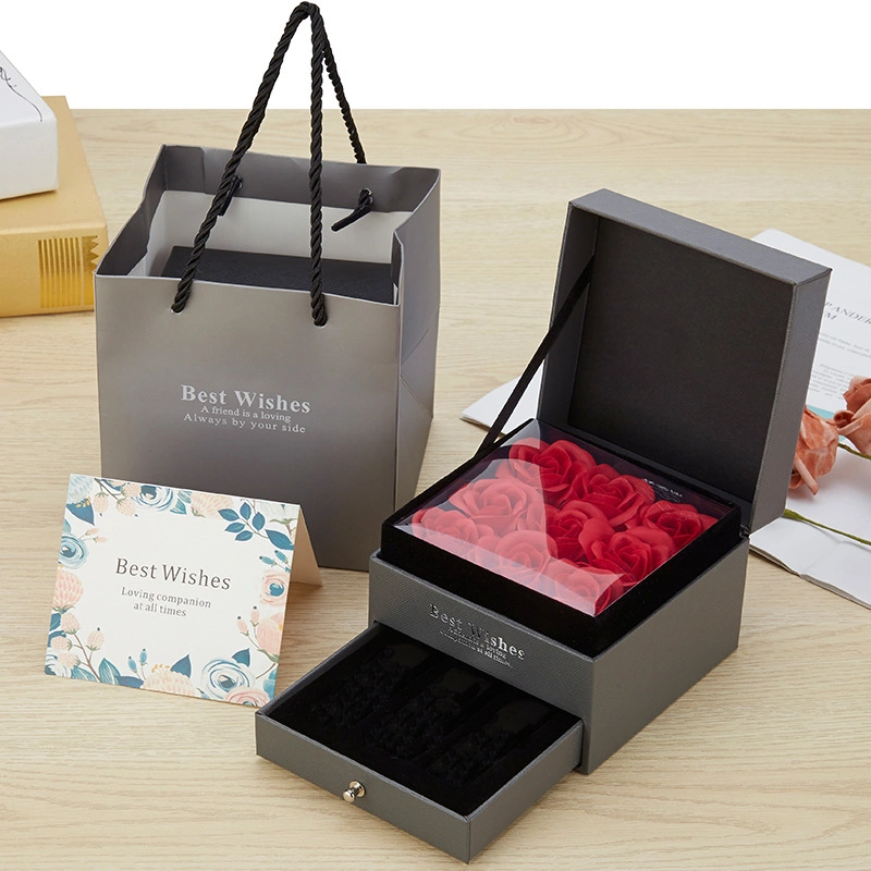 Valentine Flower Fashion Elegant Packing Luxury Paper Magnetic Gift Boxes Cardboard Customize Box Packaging