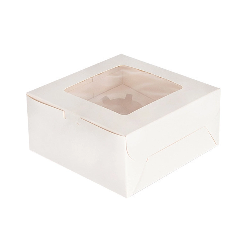 Eco-Friendly Custom Logo Cardboard Food Packaging Box Luxury Small Paper Donut Cake Cupcake Dessert Food Packaging Box with Clear Lid