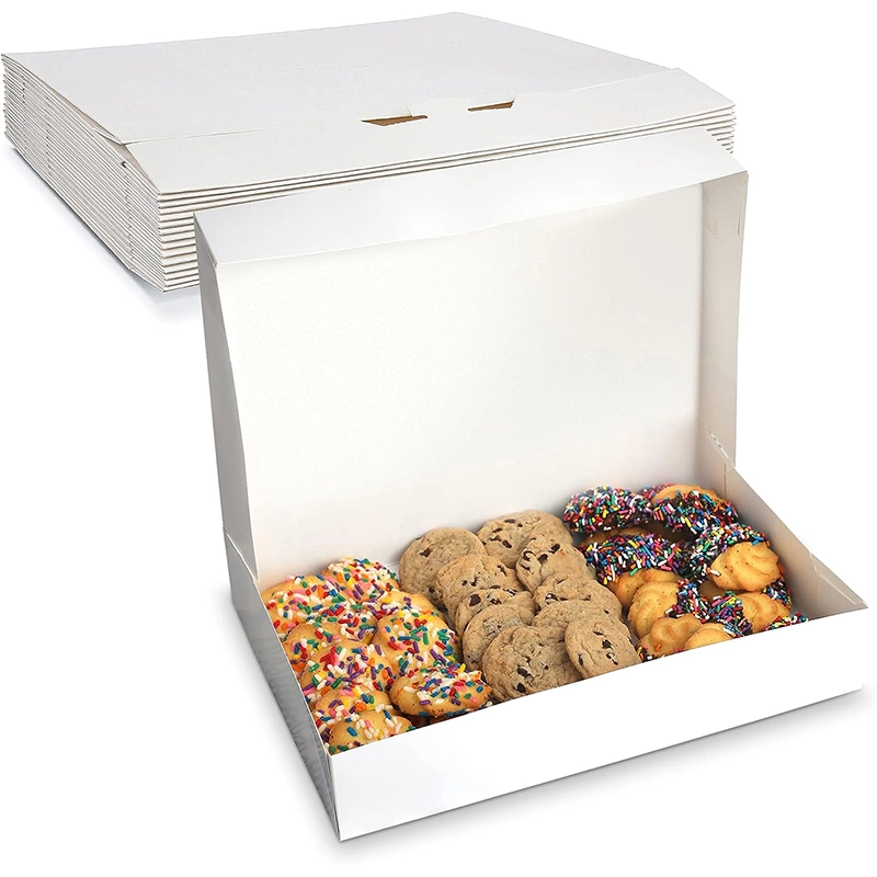 Custom Size Printed Paperboard White Paper Bakery Boxes Pastry Box for Pies Cupcakes Muffins Cookies