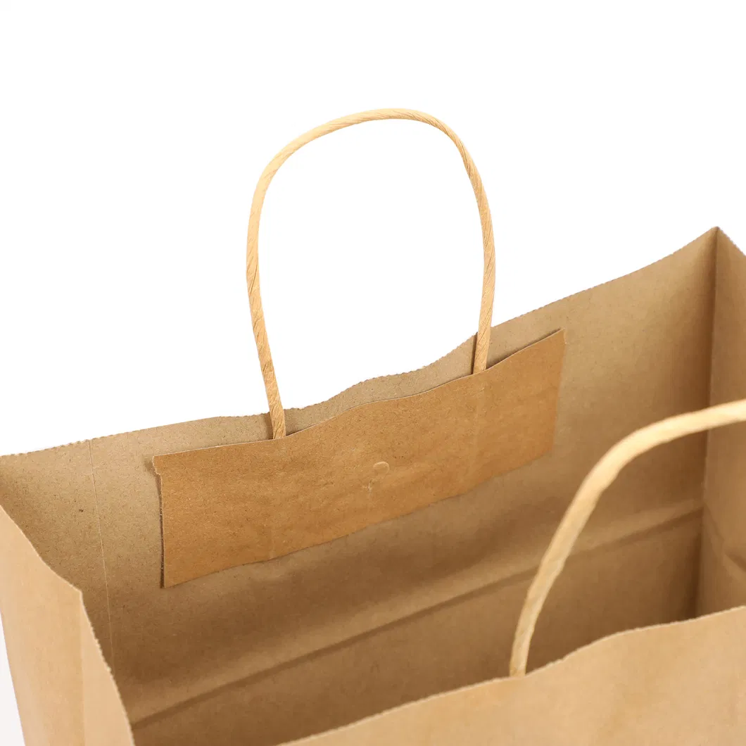 Customized Size Logo 100/120GSM Paper Shopping Cloth Take Away Bag White Brown Twist Handle Kraft Paper Bag