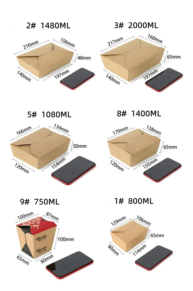 Disposable Customized to Go Kraft Paper Paperboard Wax Coated Paper Art Paper Food &amp; Beverage Packaging Lunch Boxes with Window