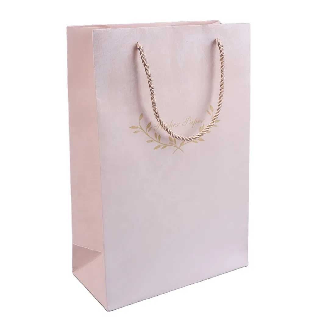 Boutique Luxury Retail Accept Customised Your Logo Gift Small Carry Paper Shopping Bags with Bow Tie Ribbon Handle