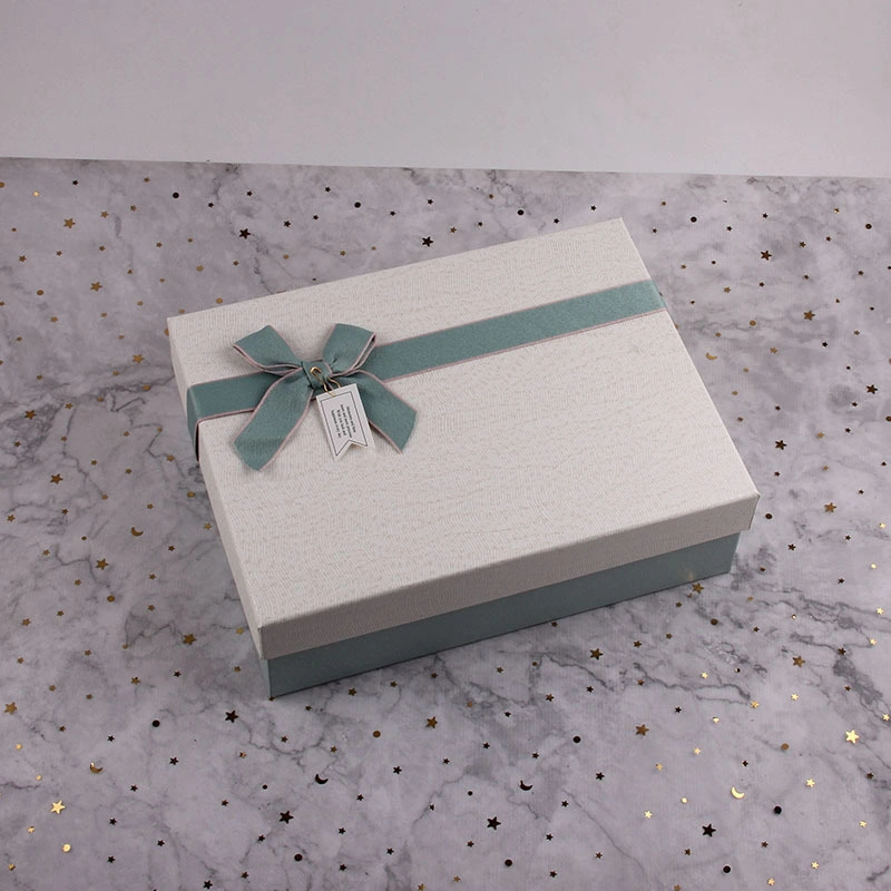 Ribbon Bow-Tie Rigid Cardboard Lid and Base Paper Packaging Gift Carton Box