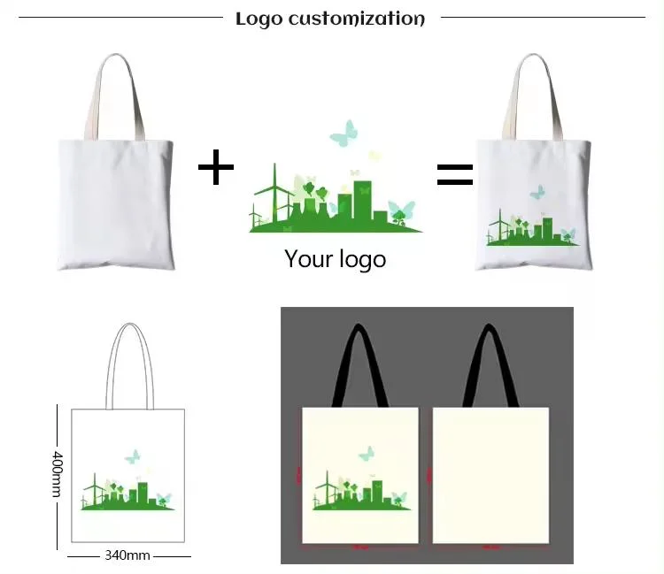 Custom Logo Small Size Canvas Tote Bag Long Handle with Printing Cute