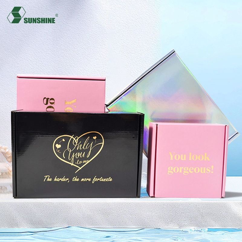 OEM Factory Custom Logo Pink Folding Clothing Corrugated Packaging Mailer Shipping Paper Gift Box