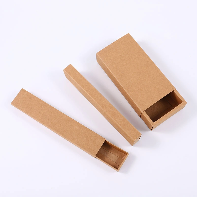 Drawer Kraft Paper Box Sleeves Packaging Box with Flocked Sponge Lining for Bottle Packing