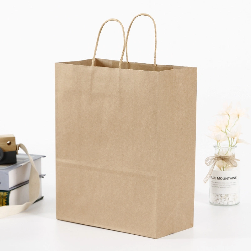 Custom Printed Your Own Logo White Brown Kraft Gift Craft Shopping Paper Bag with Handles