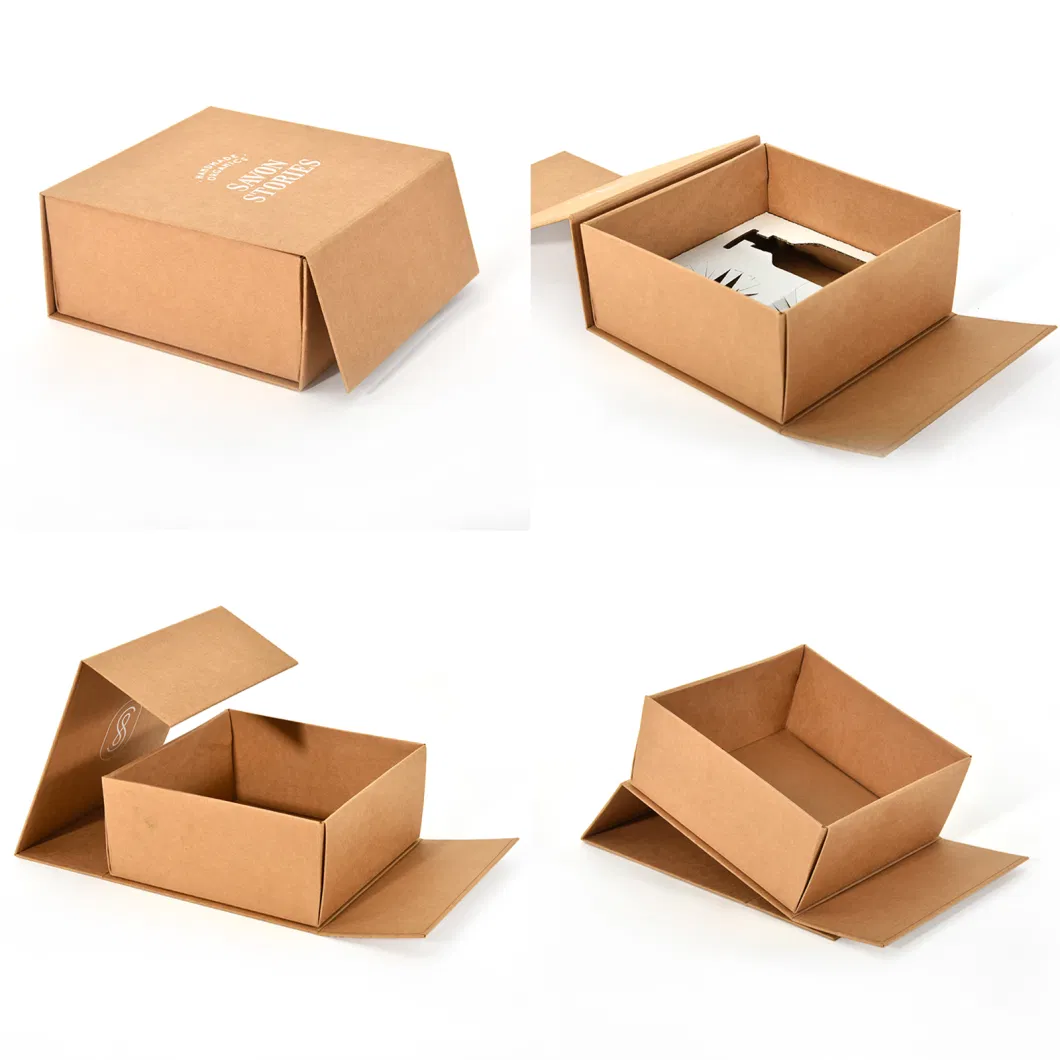 Wholesale Brown Natural Kraft Material Cardboard Paper Magnetic Hamper Packaging Gift Box