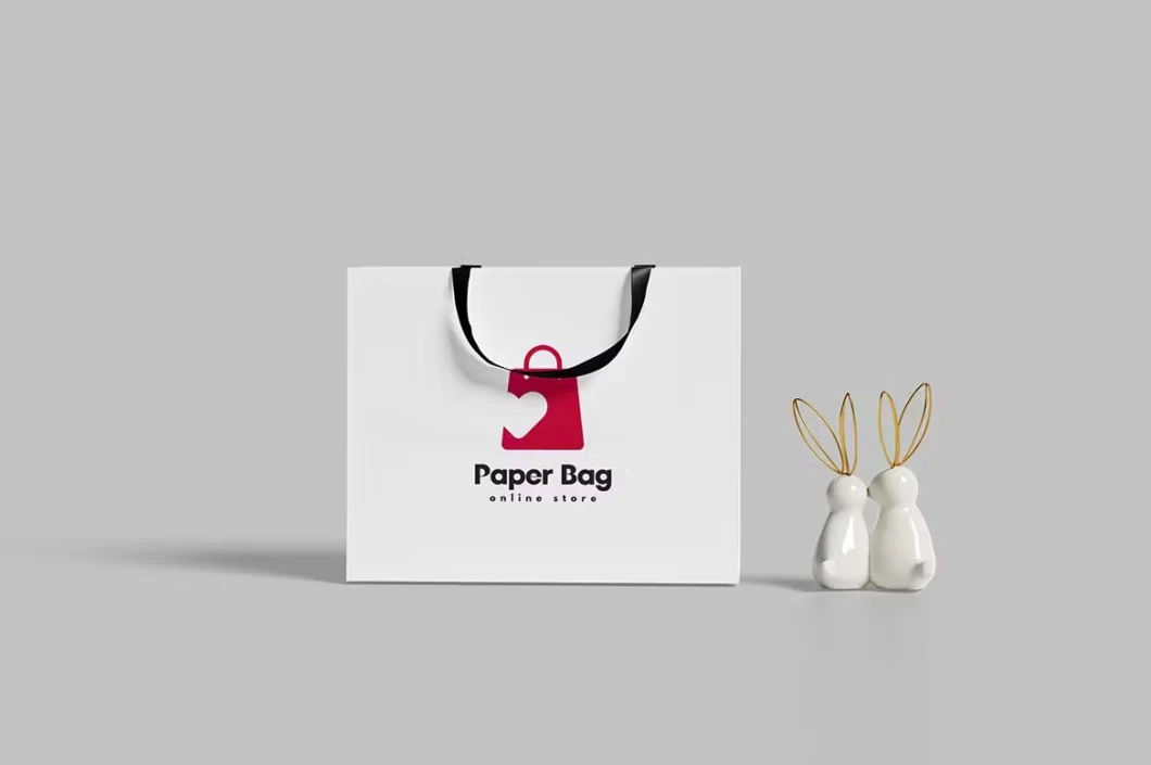 Customized Printing Luxury Branded Gift Shopping Paper Bag with Ribbon Handle for Clothing Shoe Packaging