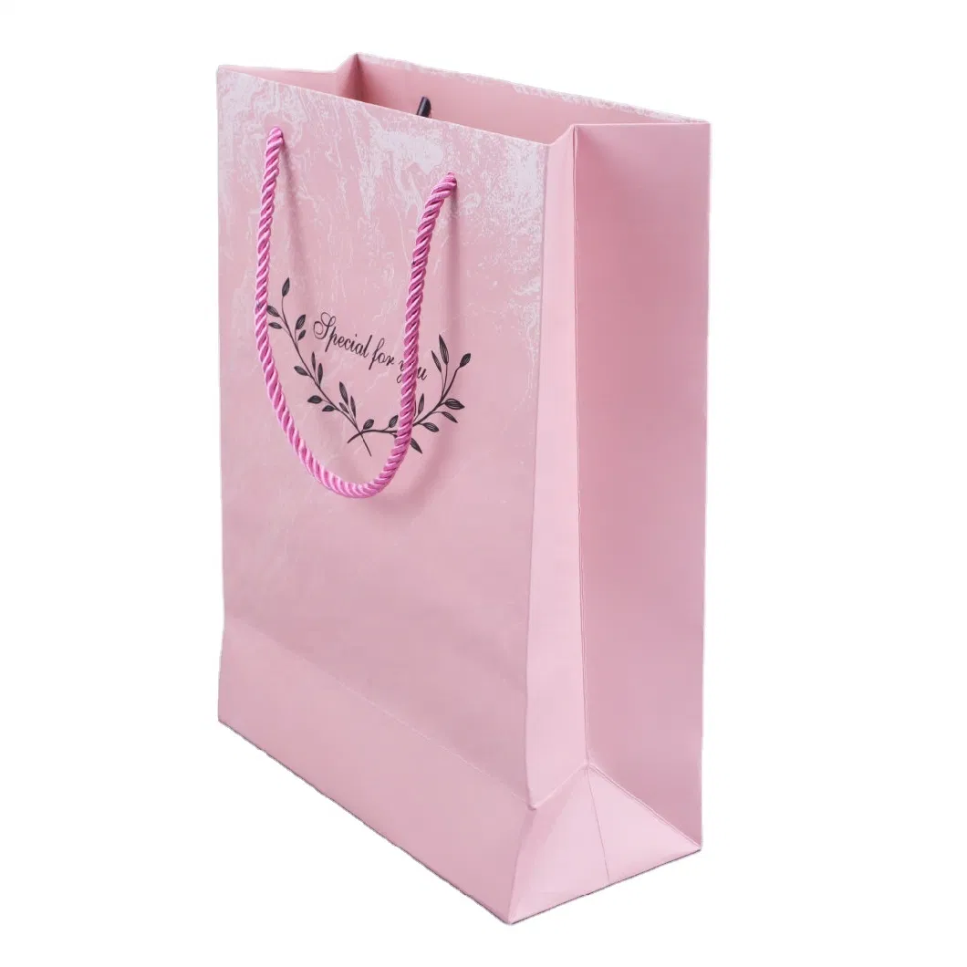 Boutique Luxury Retail Accept Customised Your Logo Gift Small Carry Paper Shopping Bags with Bow Tie Ribbon Handle