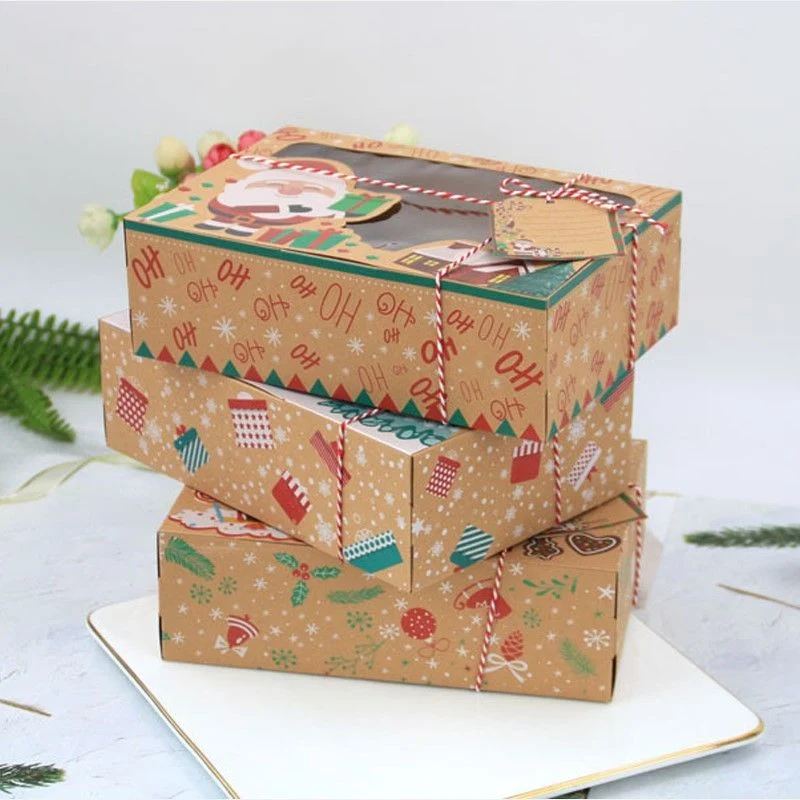 Christmas Gift Box Kraft Paper Box with Clear PVC Window