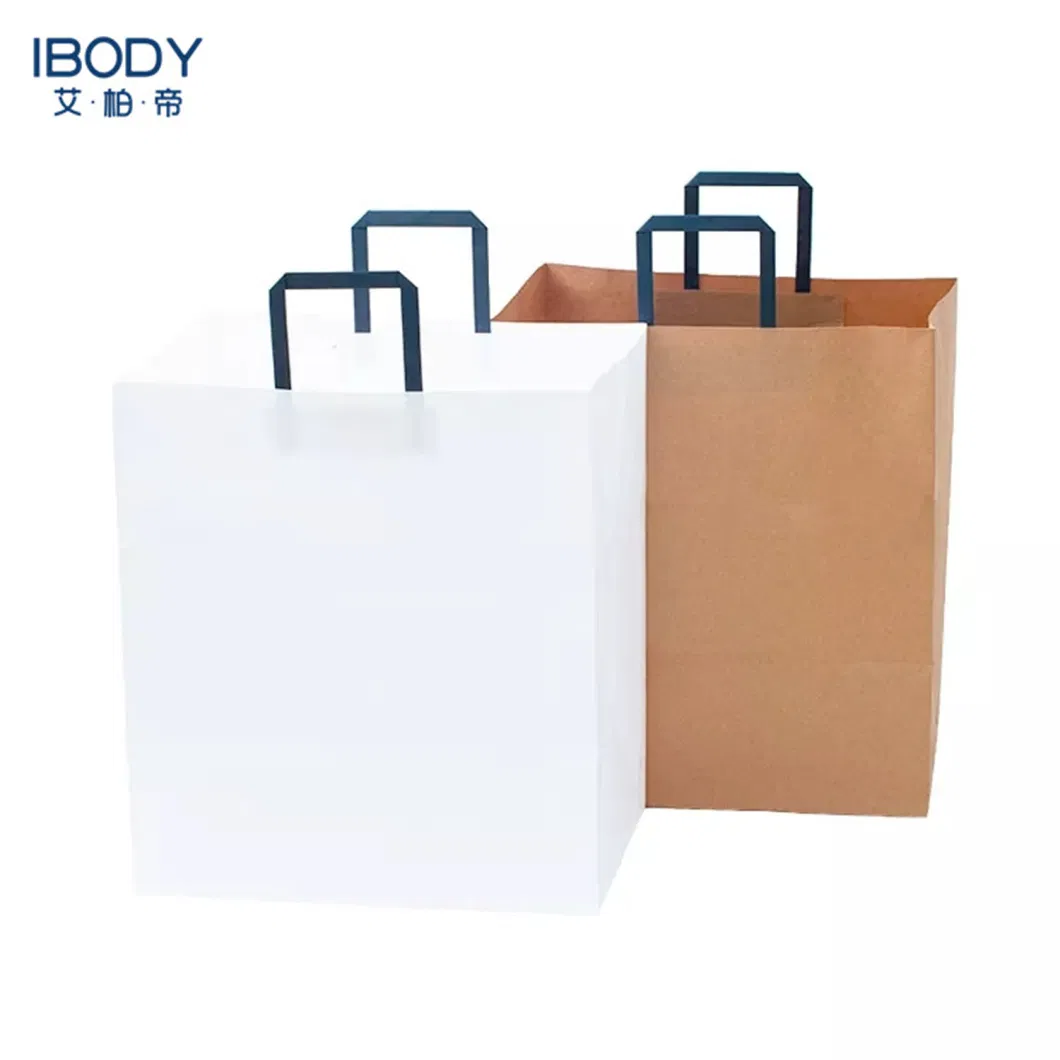 Wholesale Custom Packaging Craft Brown Kraft Paper Shopping Bag Extra Large Wide Base Bottom for Pizza Kraft Paper Bags