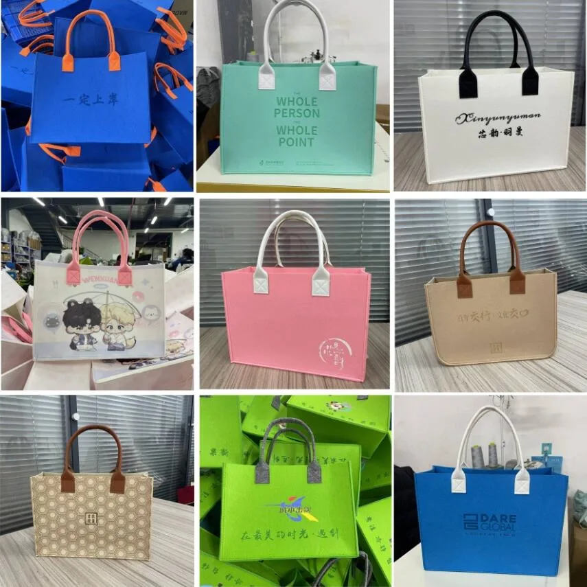 Custom Logo Large Capacity Felt Bags Gift Women Shopping Sacs Ladies Purses Handbags Womens Tote Shoulder Lady Bag for Sale