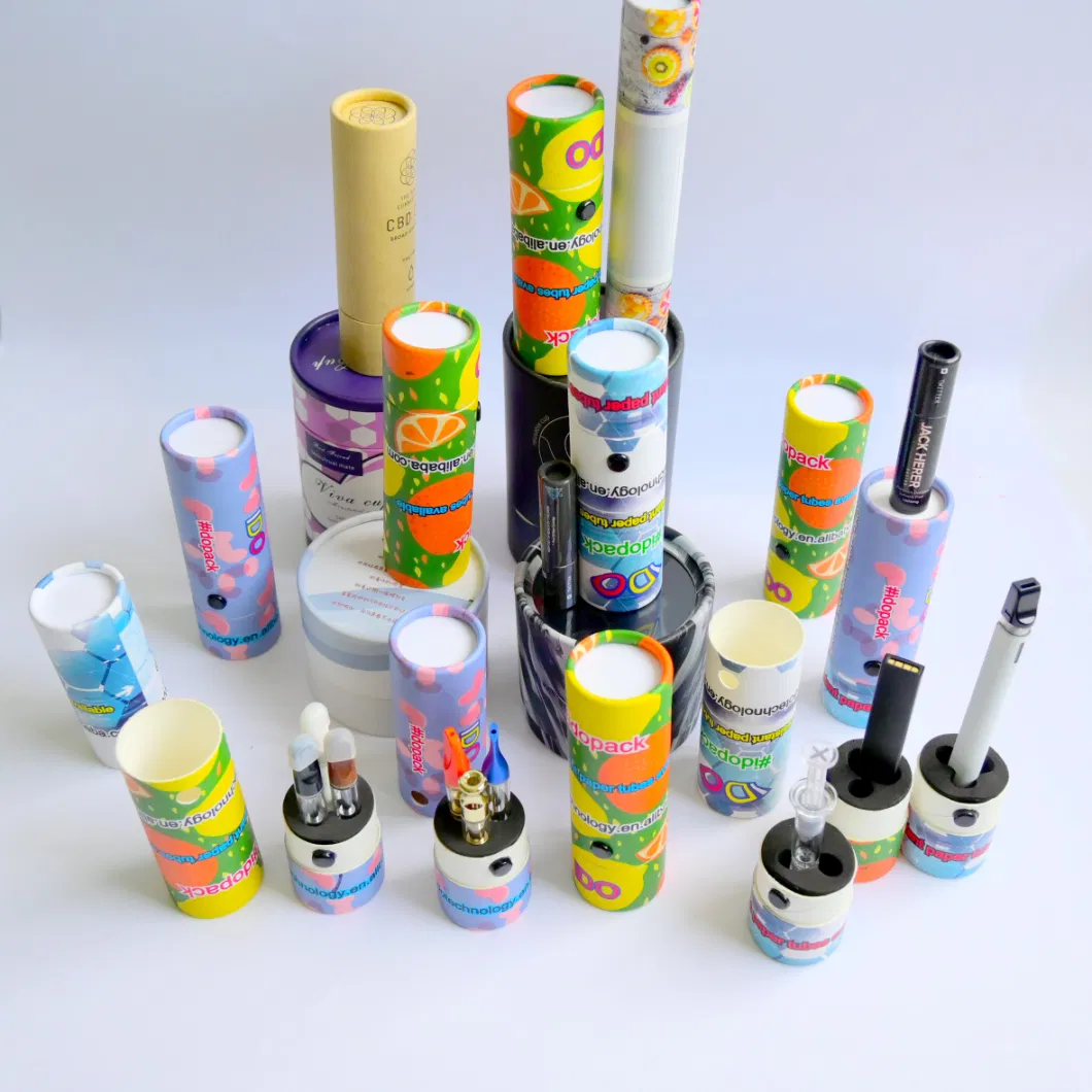 China Degradable Cosmetic Paper Push up Tube Glass Jar Bottle Dropper Kraft Cardboard Cylinder Packaging Boxes for Essential Oil