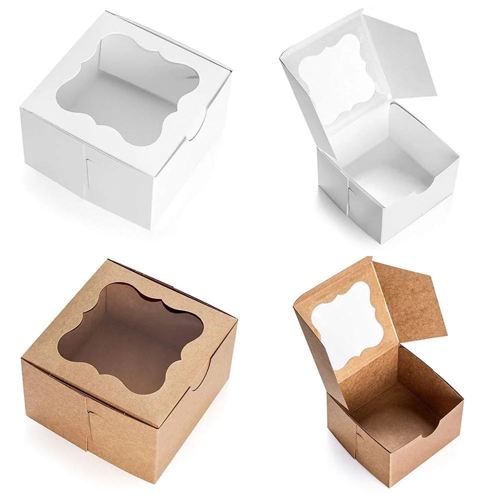 Cupcake Boxes with Inserts and Window Hold 6 Cupcakes Kraft Bakery Cake Boxes Pastry for Cookie